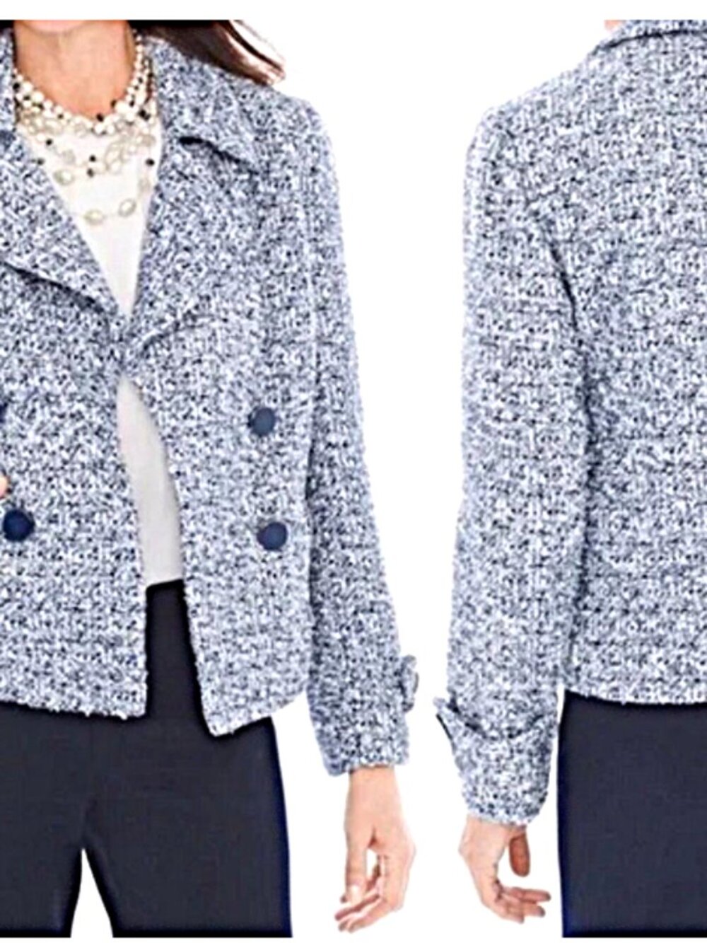 Chico's Shades Of Blue Textured Moto Jacket size 0